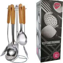 Kitchen Utensil Set, 5 Piece Stainless Steel Cooking Utensil Set with Holder Stainless Steel Cutlery Set-image-6