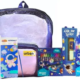 Stationery Set for Boys Transparent Zipper Bag for School Kids Pack of 6 Pcs Waterproof School Bag-image-63