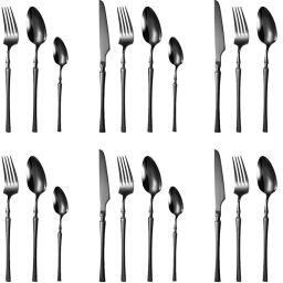 Tableware Cutlery Include 6 Knife - 6 Fork - 6 Dinner spoon - 6 Teaspoon Stainless Steel Cutlery Set-image-26