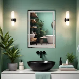 Rectangular Frosted Wall Mounted Frameless Mirror with Beveled Edges Bathroom Mirror-image-59