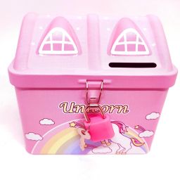 Unicorn pink Tin Metal Piggy Bank Saving Cash Coin Money Box Children Toy Kids Gifts With Lock Coin Bank-image-53