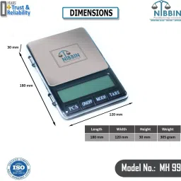 NIBBIN Electronic DIGITAL Scale,MH-999 (600 gram x 0.01 Gram) Digital Jewellery Weighing Scale, Gold & Silver Ornaments Weight Measuring Machine Portable Weighing Scale for homes and professionals Weighing Scale ,(RT-S8) Weighing Scale (Black) Weighing Scale image 4