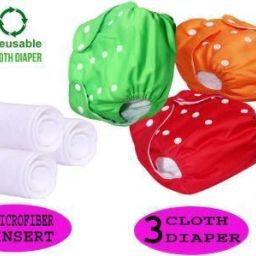 Baby Reusable Cloth Diaper, Washable Adjustable Infants Nappy with Insert- (0-24 Months, Pad Included)(2 diaper 2 white insert) L-XL-6