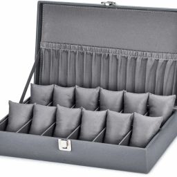 Men's and Women's Watch Box Holder Organizer Case in Grey color Watch Box Watch Box-image-41