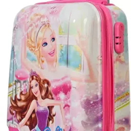 Small Cabin Suitcase (20 inch) 4 Wheels - Polycarbonate 360° Rotating Wheels Barbie Printed Kids Trolley Bag - Pink-image-64