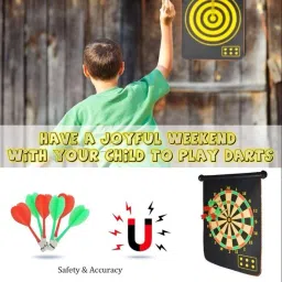shipsify Magnetic with Double Foldable Dart Game with 4 Non Pointed Darts - 12 Inch Convertible Tip Dart image 2