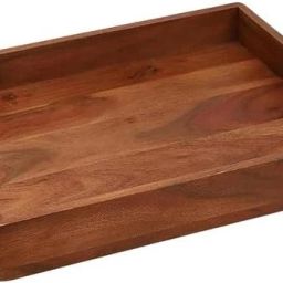 12 Inch Handcrafted Brown Acacia Wooden Rectangular Serving Tray Tray Serving Set-image-88