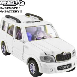 Pull Back Mahindra Scorpio | Opening Doors | Miniature Scaled Models || Dinky Cars | - White Colour-13
