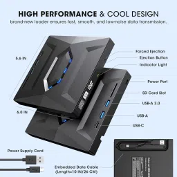 microware External CD/DVD Drive USB 3.0 Type-C Portable CD DVD Player Burner Writer 5-in-1 External DVD Writer image 3