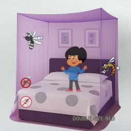 Nylon Adults Washable Mosquito Net DOUBLE Size Bed – Purple Color Mosquito Net-image-11