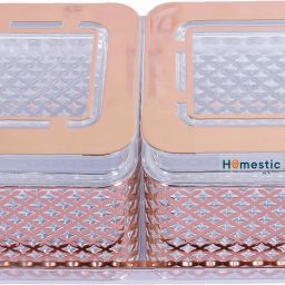 2 Container & Tray Set|Plastic Serving Tray, Airtight Containers,400 ml(Peach) Container Serving Set-11