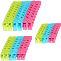 Multipurpose Food Snack Plastic Bag Clip Sealer, Packet Sealer Clamps, Manual Vacuum Bag Sealer, Food Pouch Clip, Bag Zipper for Home Kitchen -18pc Manual Vacuum Bag Sealer-12