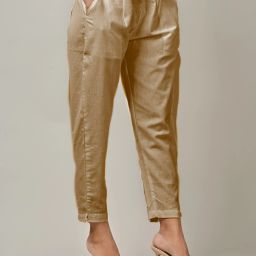 Women Regular Fit Beige Pure Cotton Trousers-image-91