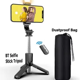 BUFONA Bluetooth Extendable Selfie Stick with Led Light Wireless Remote Tripod Stand Tripod, Monopod, Monopod Kit, Tripod Kit, Tripod Bracket, Tripod Clamp-3