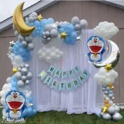 Doremon Them Birthday Decoration Full Set | With Golden Moon foil |-image-63