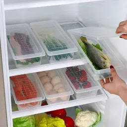 Plastic 5 Fridge Storage Boxes Organizer Containers Freezer Vegetables Fruits foodBasket Storage Basket-image-44
