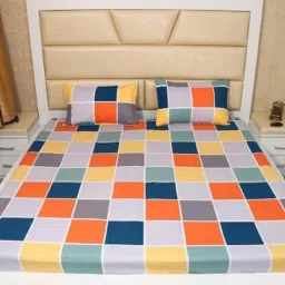 144 TC Cotton Double Checkered Flat Bedsheet-image-62