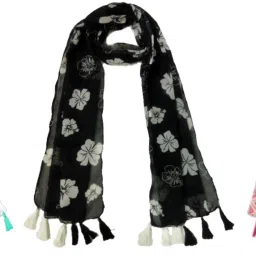 Printed Chiffon Women Multicolor Scarf, Stole, Fancy Scarf-image-86