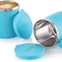 Tea & Coffee Cup with Lid Stainless Steel,Beautiful Plastic Coffee Pack of 2 Stainless Steel Coffee Mug-image-8
