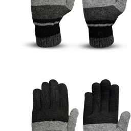 Striped, Self Design, Printed Winter Men Gloves-picture-6