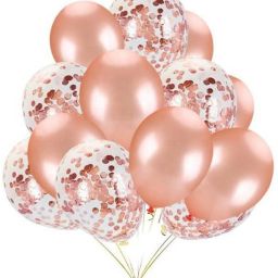 Solid Solid Rose Gold Latex & Confetti balloons Pack - 20Pcs Balloon-image-23