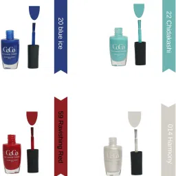 The Cosmetic Company|Glossy Finish |High Shine Nail Polish For Women | Blue Ice,Chidakashi,Ravishing Red,Harmony-41