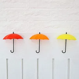 3 Plastic Multipurpose Umbrella, Key, Hat Holder Wall Hanging Hook (11x3x6cm,Multicolor) - Set of 03 Hook 3-image-74