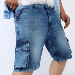 Self Design Men Denim Blue Denim Shorts-17
