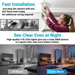 IFITech 3MP Bulb Type PTZ Indoor HD CCTV WiFi Camera | Built In 64GB SD Card Security Camera image 5
