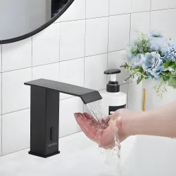 Pure Brass Faucet with Sensor for Bathroom/Short Body for Washbasin-Black Pillar Tap Faucet-19