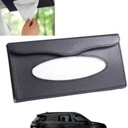 Black Leatherite Rectangle Shape Fancy Design Tissue Dispencer For Car-302 Vehicle Tissue Dispenser-1