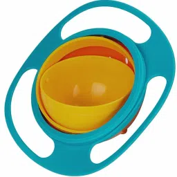 Plastic Solid 360 Degree Rotation Spill Proof Gyro Feeding Magic Baby Food Bowl with Lid for Toddlers | No Mesh BPA-Free - PLASTIC-image-53