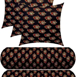 gkm 3 Cushion And 2 Microfibre Floral Bolster Pack of 5-picture-20