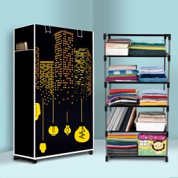 Long Life 5 Shelf Metal Foldable Wardrobe and Portable Almirah for Adults, Kids Carbon Steel Collapsible Wardrobe-image-42
