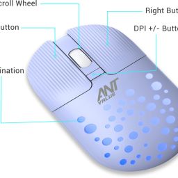 Ant Value FKAPU05 / Silent, Adj. DPI, RGB Lights Wireless Optical Mouse with Bluetooth image 3