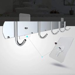 Pack of 12 Pcs Self Adhesive Multipurpose Nail Screw Hooks SCREWx12.207 Steel, Clear Towel Holder-image-11
