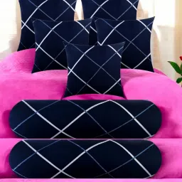 5 Cushion 2 Bolster Microfibre Stripes Bolster Pack of 7-image-25