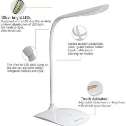 teckido Rechargeable LED Desk Lamp – 3 Brightness Levels, Touch Control, Flexible Neck Study Lamp image 4