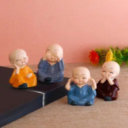 ecraftindia Set of 4 Monk Child Buddhas Decorative Showpiece - 4 cm image 2