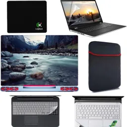 SDM 6 in 1 Combo - Laptop Skin Stickers, Screen card , Key Guard, Mouse Pad, Sleeve and Palmrest Skin for All 15.6 Inch Laptops || Notebooks Combo Set (nature image038 Combo Set-picture-22