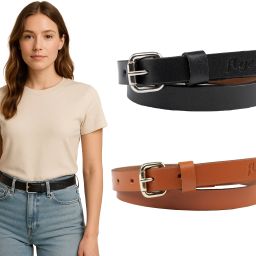 Women Casual, Formal, Evening, Party Black, Tan Genuine Leather Belt-image-82