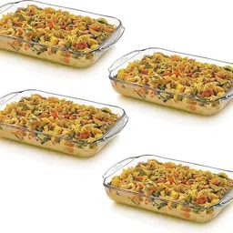 sarsawal Glass Dessert Bowl Borosilicate Glass Baking Tray Transparent 1000 ML Baking Dish pack of 4pcs) Disposable-picture-0
