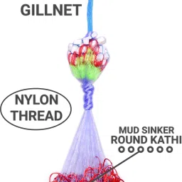 a to z 3F 70mm MESH, MUD SINKER, ROUND KATHI (MULTICOLOUR) Fishing Net image 3
