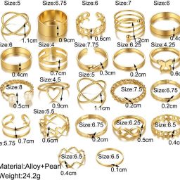 jewels galaxy Stackable Rings Set Brass Gold Plated Stack Ring image 4