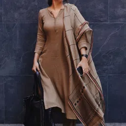 Solid Kurta, Palazzo & Dupatta Set-image-3