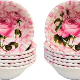 Melamine Serving Bowl (5 X 2" INCH)ROSE FLOWER Servers for Salad, Vegetables dal serving FRUIT SERVING-image-75