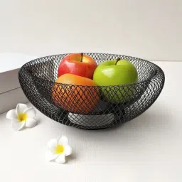 Iron Mesh Fruits Bowl Small Storage Basket Fashion Black Iron Fruit & Vegetable Basket-image-72