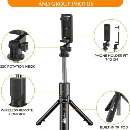 WeCool S1 Portable Mobile selfie Stick Tripod with Bluetooth remote and extendable tripod stand for mobile Bluetooth Selfie Stick image 4