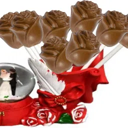 8 Dark Chocolate Roses with Romantic Couple in Doom and Valentine Gisft Set Assorted Gift Box-image-36
