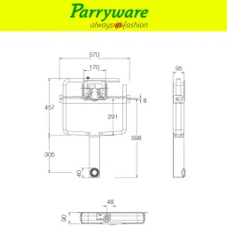 parryware Linea Concealed Cistern with upper part 102 Dual Flush Tank image 3